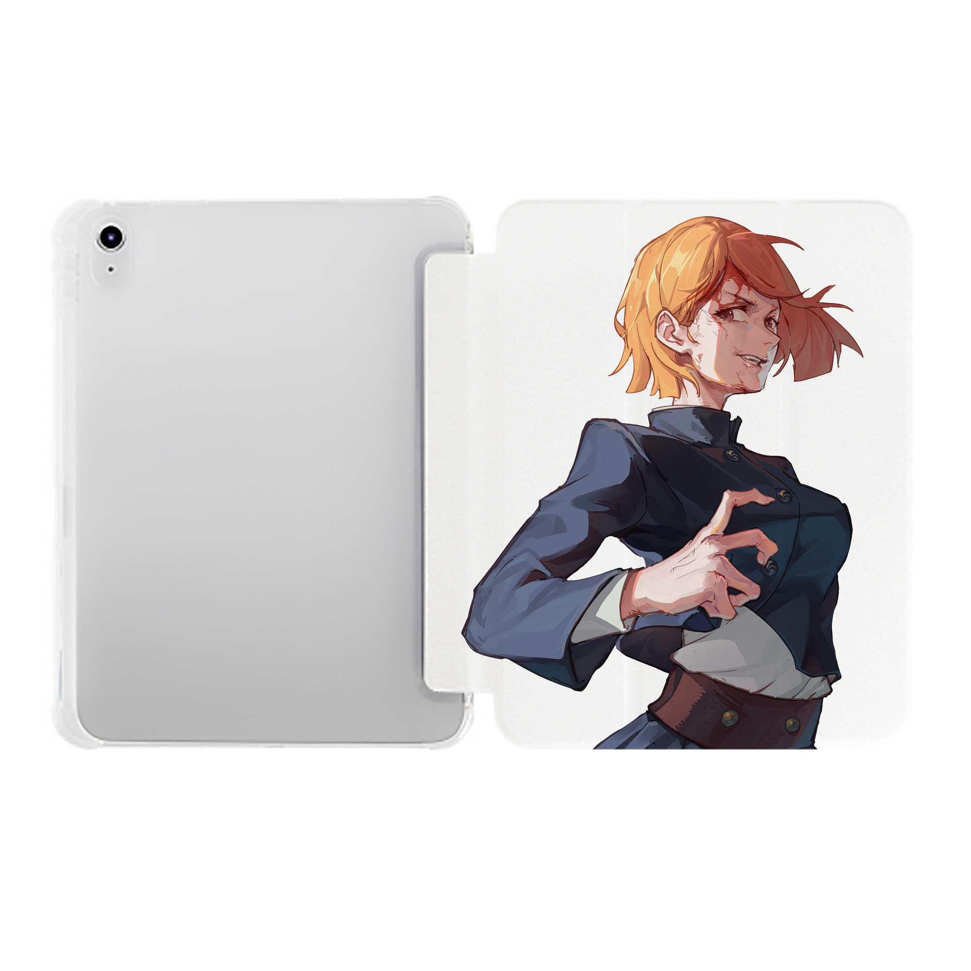 （画像用） 呪術廻戦 Jujutsu Kaisen IPad ケース ペン収納付き 三つ折りスタンド PUレザー×シリコン 対応機種9.5/10.5/10.9インチ